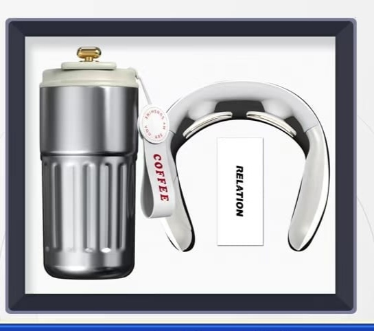 2 in 1 Luxury temperature flask and neck massager giftset view 3